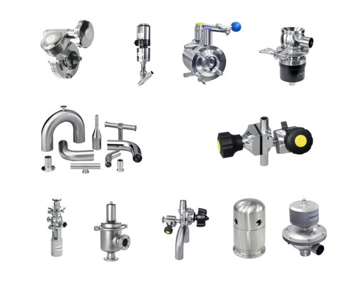 Sanitary piping/tubing system according to SMS, DIN, ASME BPE standard